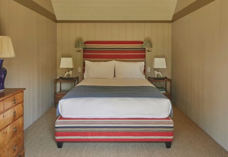 Neutral Bedroom with Red Accents - Keepers Cottage Dorset England